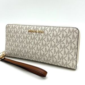 Michael Kors Large Continental Wallet Wristlet Vanilla/Brown